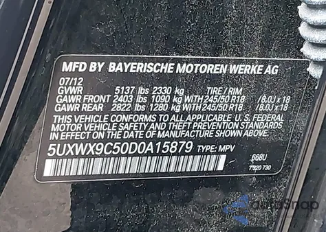 2013 BMW X3 xDrive28I из США, поврежденный, VIN 5UXWX9C50D0A15879